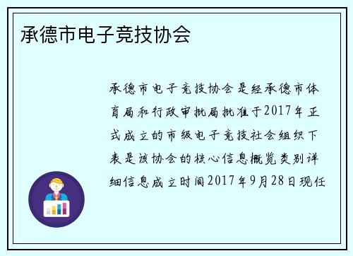 承德市电子竞技协会
